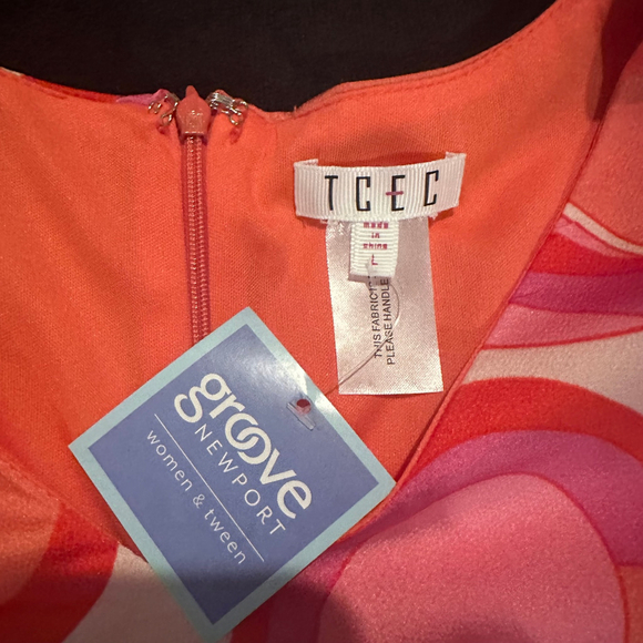 Retro Groovy 70s Spring Fun Dress Puff Sleeves Flounce Tiered Ruffle Size Large - Picture 3 of 4